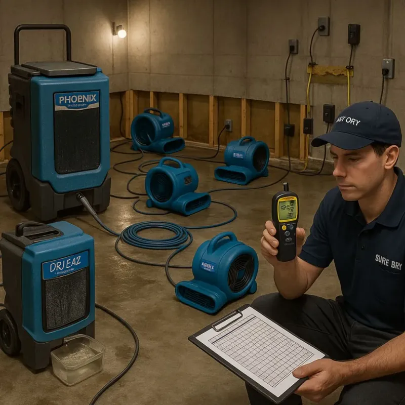 Structural Drying and Dehumidification process in Austin, MN